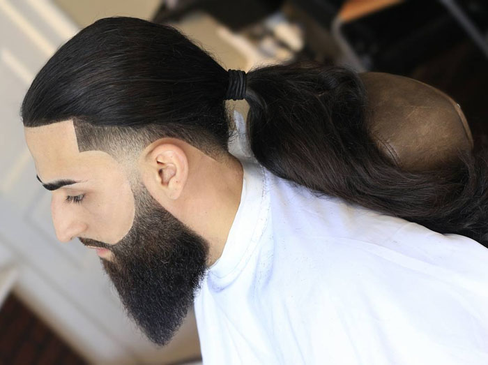 Long Hair Men Fade Hairstyle